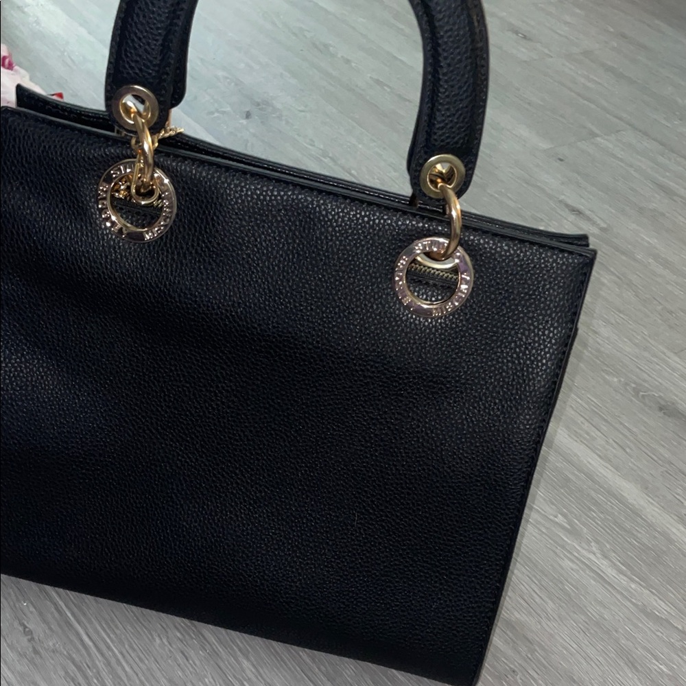 Badgley Mischka Black Tote Bag with Gold Accents